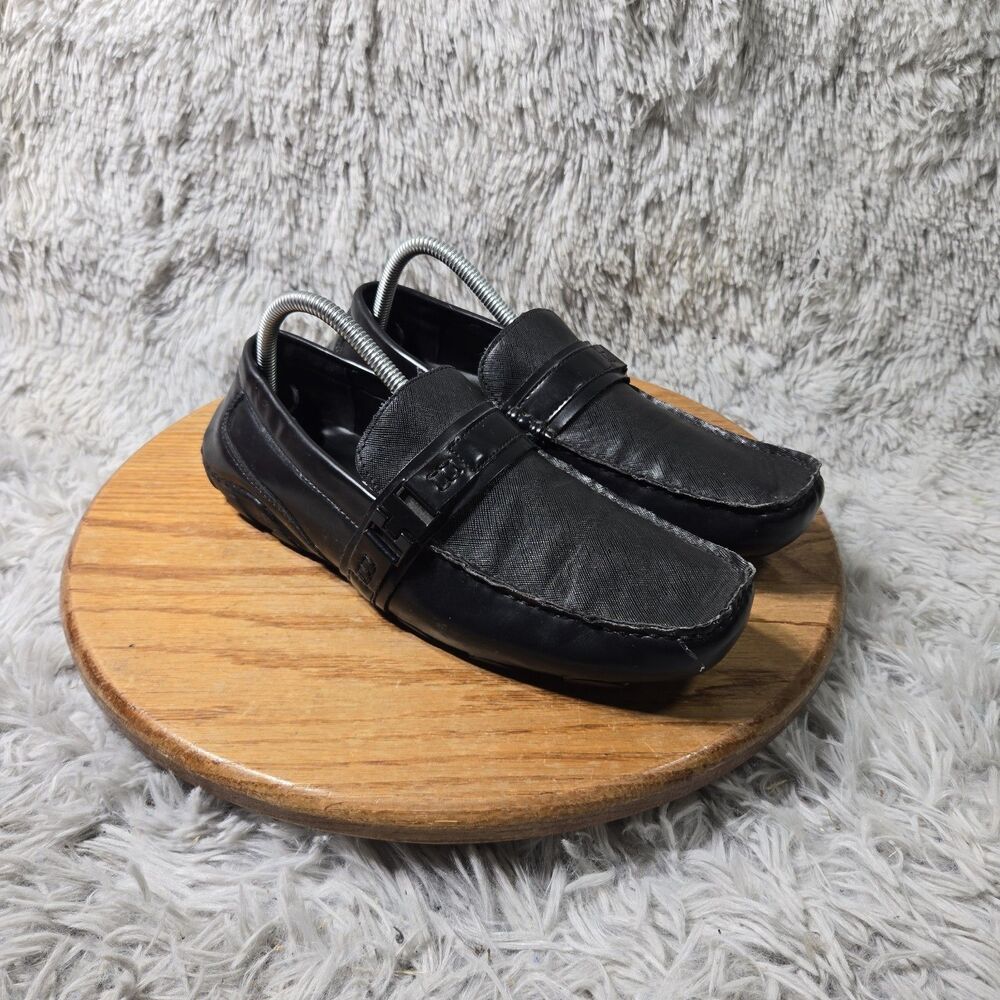 Kenneth Cole Reaction Black Leather Loafers Toast 2 Mens Size 8M Slip-On Shoes